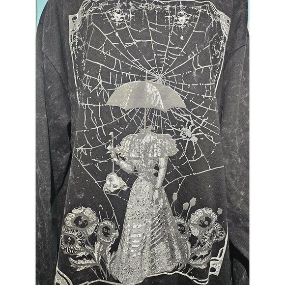 Hot Topic Black‎ Goth Punk Sweatshirt Horror Art Gothic Halloween Mens L XL NWT - Picture 1 of 5